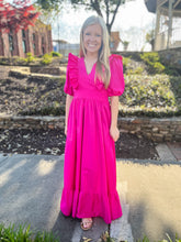 Dawson Poplin Ruffle Puff Sleeve Maxi Dress