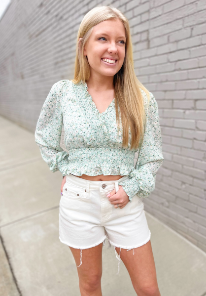 Patten Surplice Smocked Woven Top