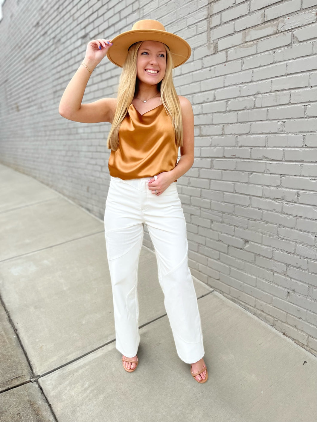 A Little Edge Pleather Panel Wide Leg Pants