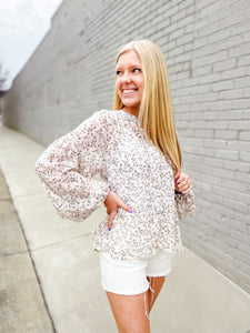 Corinna Ditsy Floral Balloon Sleeve Top