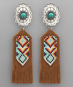 Concho & Suded Tassel Earrings