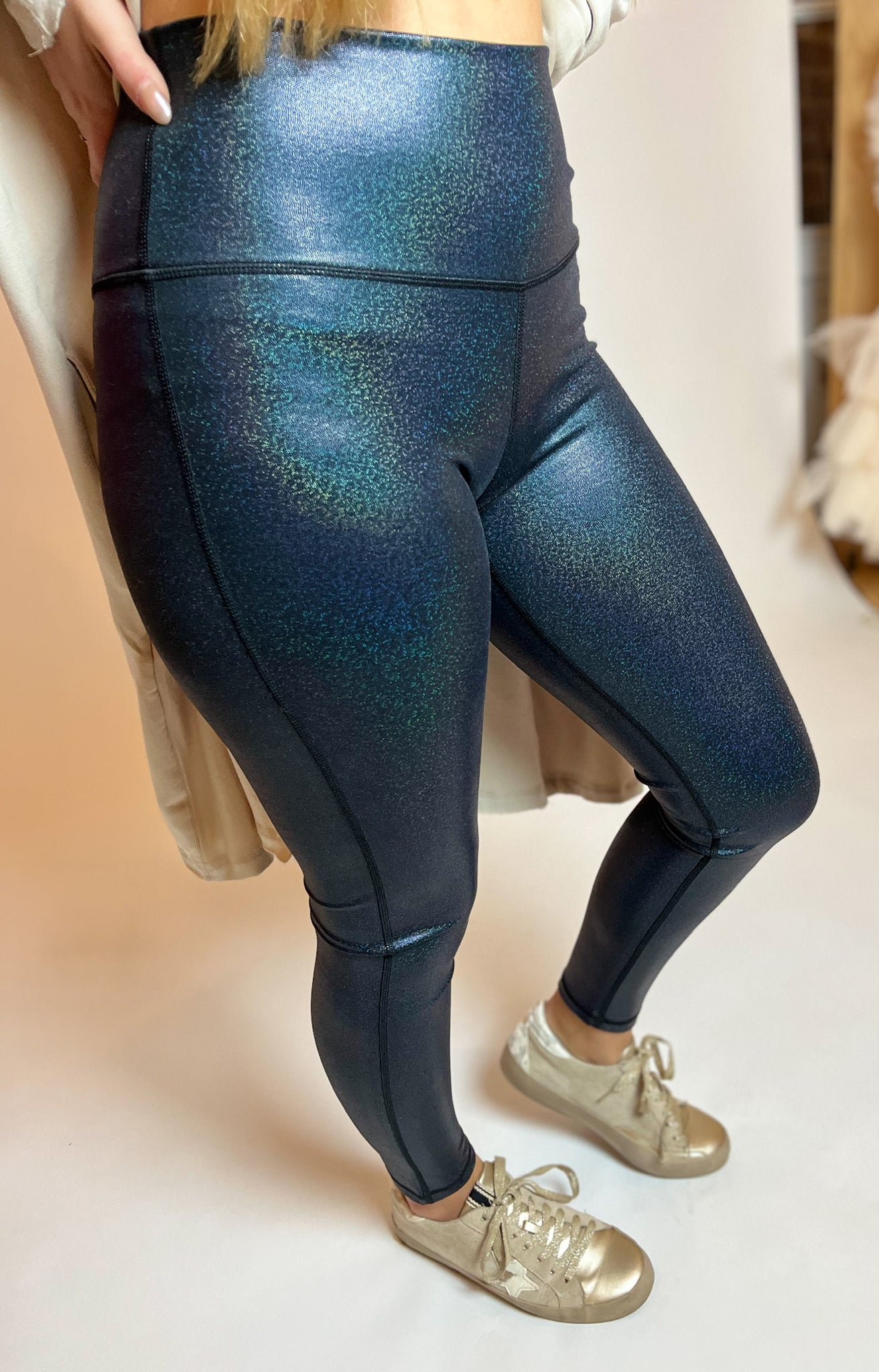 Kids / Childrens Holographic Black Sparkly Leggings – Disco Baby