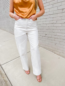 A Little Edge Pleather Panel Wide Leg Pants