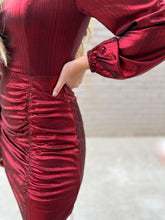 Marilyn Metallic Foil Rib Ruched Dress